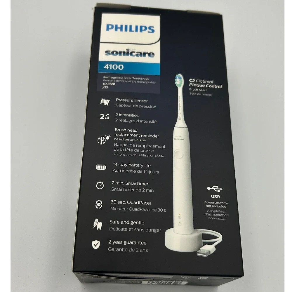 Philips Sonicare 4100 Electric Toothbrush Unisex OS White New HX3681/23 Sonic